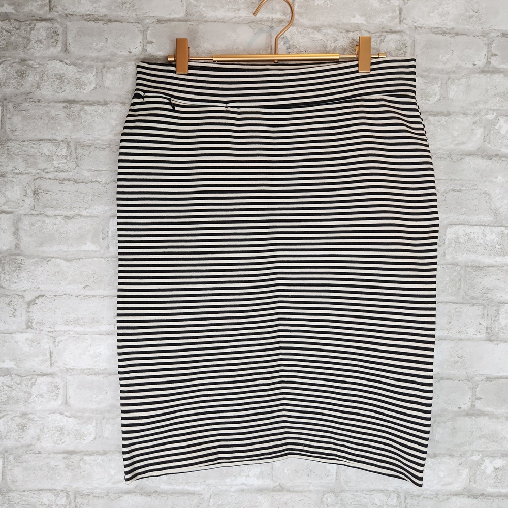 Toad&Co Skirt Striped Pencil Black White Casual Medium